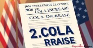 Document showing 2026 COLA raise notice for federal retirees with U.S. flags in background